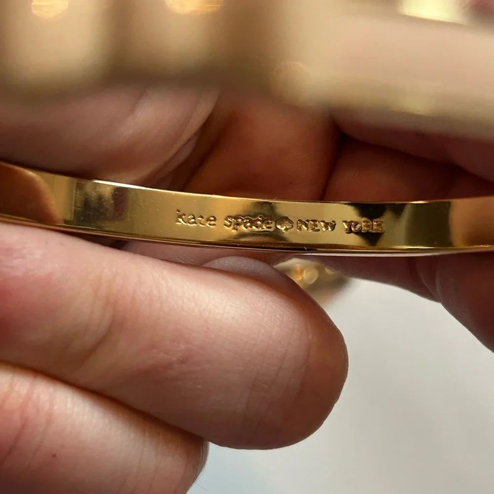 3 vintage Kate Spade New York Gold-Tone Enamel Bangle Bracelet Set - Picture 9 of 9